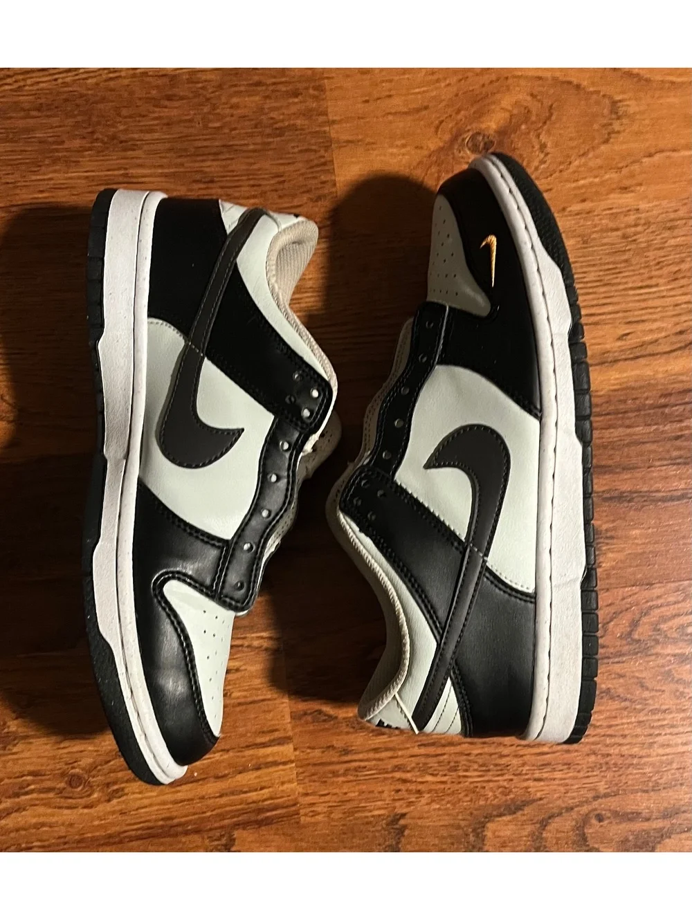 Nike Dunk Low Black Bright Mandarin Mini Swoosh Size 6.5Y